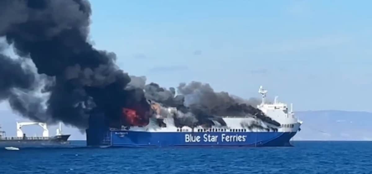 Incendio en un ferry frente a Mykonos: evacuaron a 29 personas