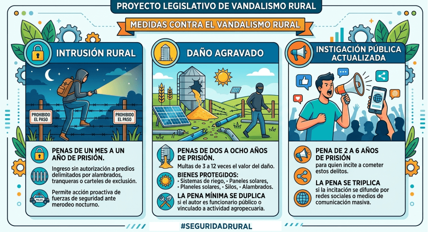 Amplio respaldo del agro al proyecto de vandalismo rural que permitirá a las fuerzas de seguridad actuar de manera proactiva para evitar delitos y tragedias