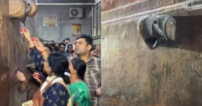 Enorme alboroto en un templo en India cuando una escultura empieza a gotear agua: creyeron que era un milagro