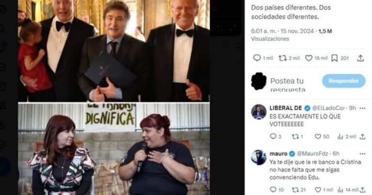 «Lobotomizado que adula a magnates», el cruce de Juan Grabois y Eduardo Feinmann por un meme que compara a Javier Milei y a Cristina Kirchner
