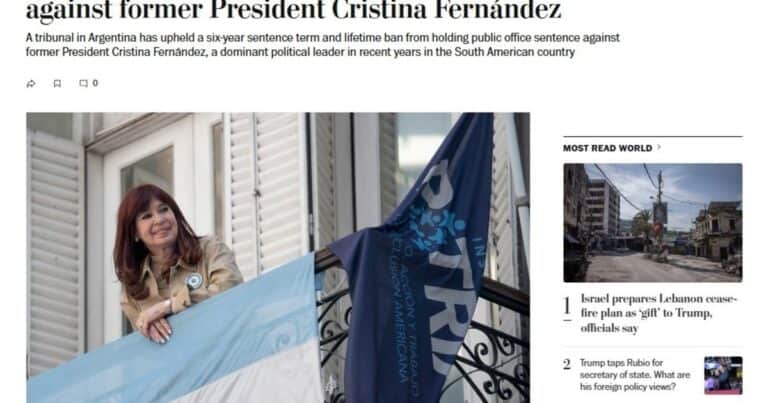 «Por corrupción», cómo reflejaron los medios del mundo la ratificación de la condena a Cristina Kirchner