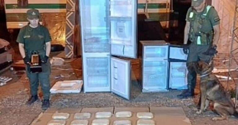 Simulaba una mudanza para transportar droga: Gendarmería le encontró más de 10 kilos de cocaína en las heladeras