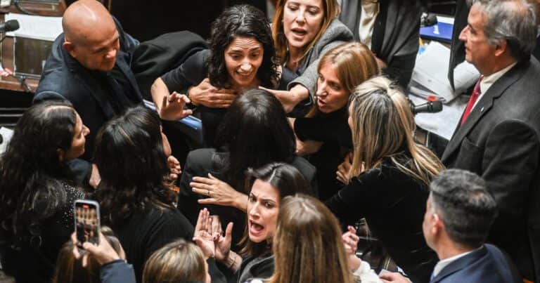 Las fotos y los videos de la pelea entre Juliana Santillán y Paula Penacca en Diputados
