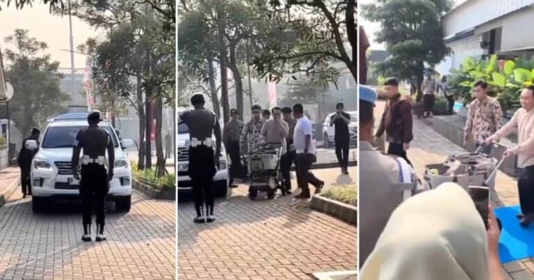 Así viaja el gato del presidente de Indonesia: con custodia policial y en un cochecito de bebé