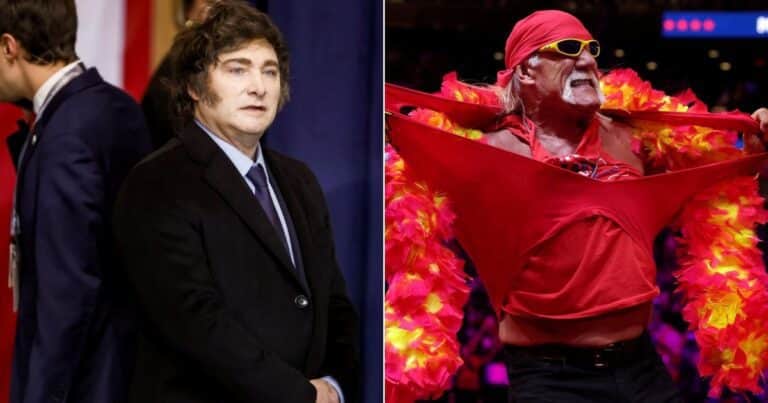 Cuando Milei y Hulk Hogan coincidieron en la asunción de Trump