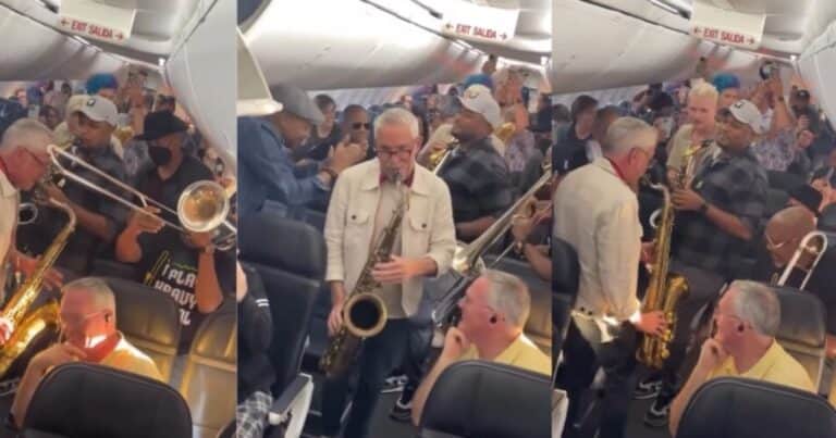 Un avión llevaba retraso y un grupo de jazz improvisó un increíble concierto a bordo