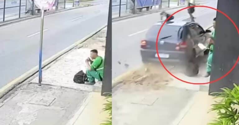 Se salvó por muy poco de ser brutalmente atropellado y su reacción fue llamativa: el video