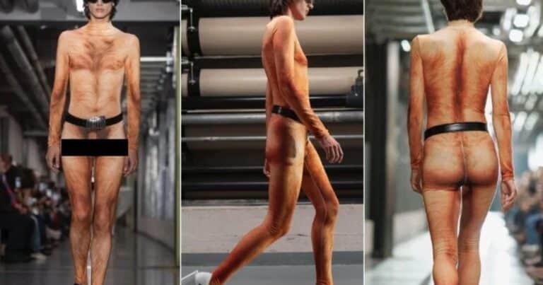 La imagen de un pene y un pecho peludo despiertan polémica en la última colección de Jean Paul Gaultier en París Fashion Week