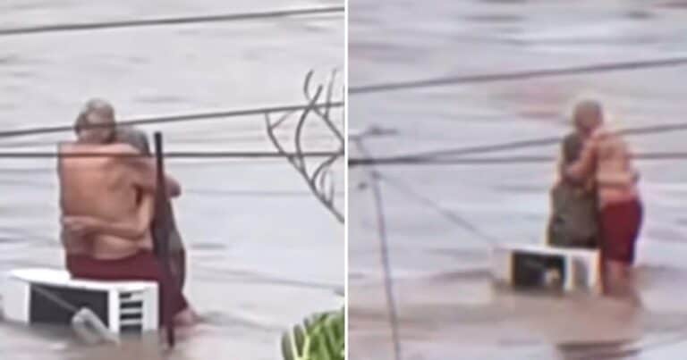 La hermosa historia de los abuelos que permanecieron abrazados y se salvaron de la inundación que dejó su casa bajo el agua