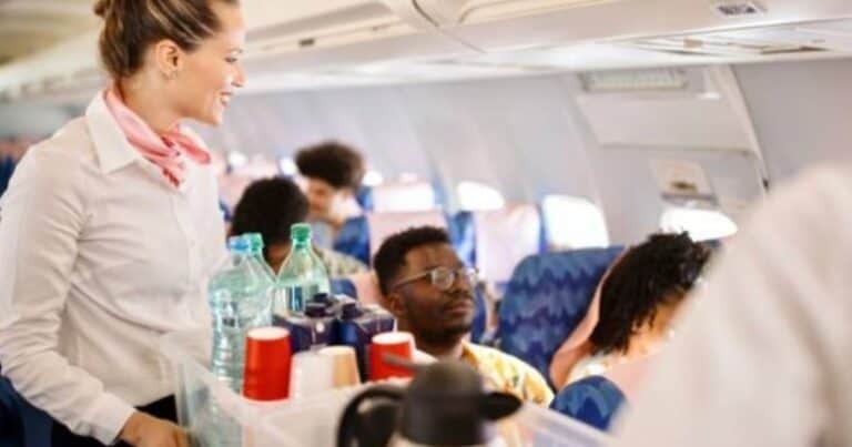 Sirvieron la comida en un avión y un pasajero apuñaló con un tenedor a dos menores
