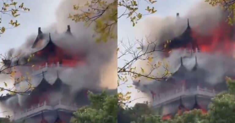 Un feroz incendio arrasó con un templo histórico de 1.500 años en China