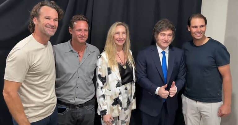 «Estamos para hacer un dobles»: el encuentro de Javier Milei con Rafa Nadal, Nalbandian y Carlos Moyá en Miami