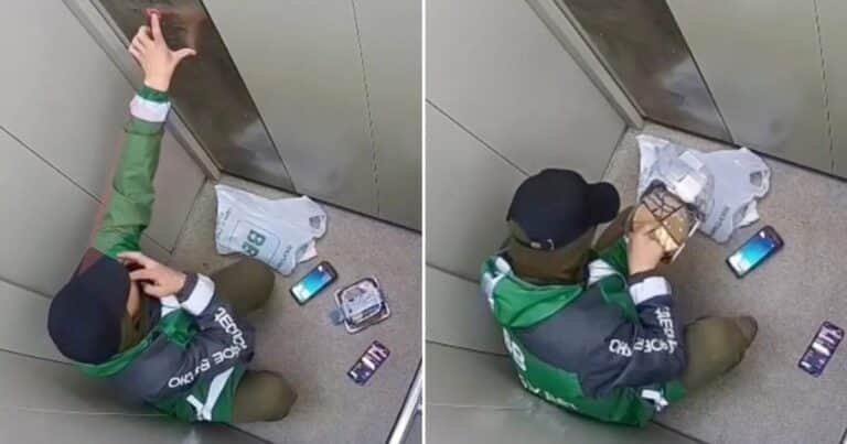 Filman a un repartidor haciendo algo que te hará dudar de pedir comida a domicilio