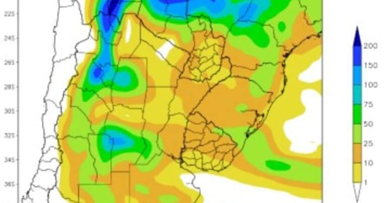 Perspectiva agroclimática: semana con fuerte calor, lluvias focalizadas y posterior descenso térmico