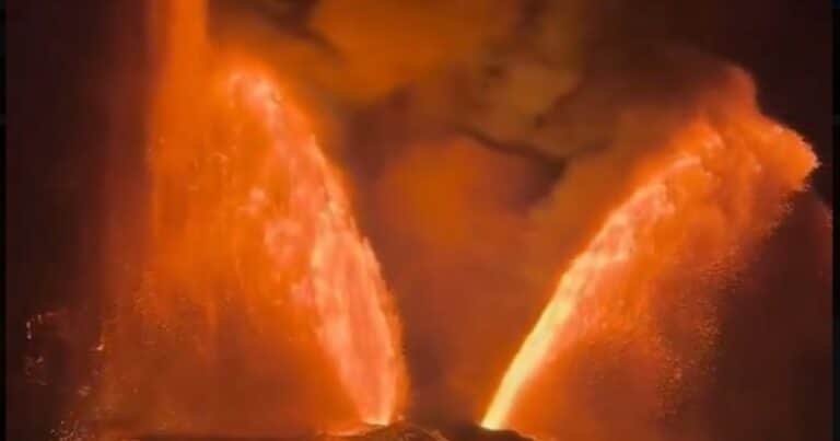 Impresionantes videos de la triple erupción del volcán Kilauea en Hawái: chorros de lava y una gigantesca nube de humo negra