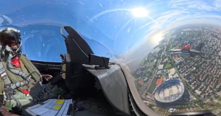 El vuelo de un F-16 desde adentro: así se ve desde la cabina de los nuevos aviones de combate al pasar por el cielo de Buenos Aires