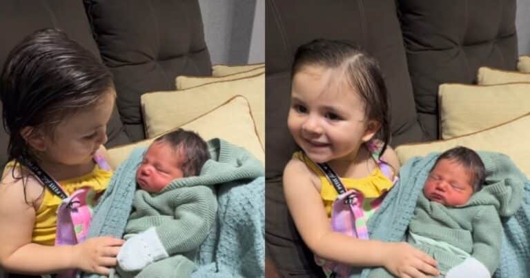 «Mamá lo compró»: la tierna reacción de una niña al conocer a su hermano que se volvió viral