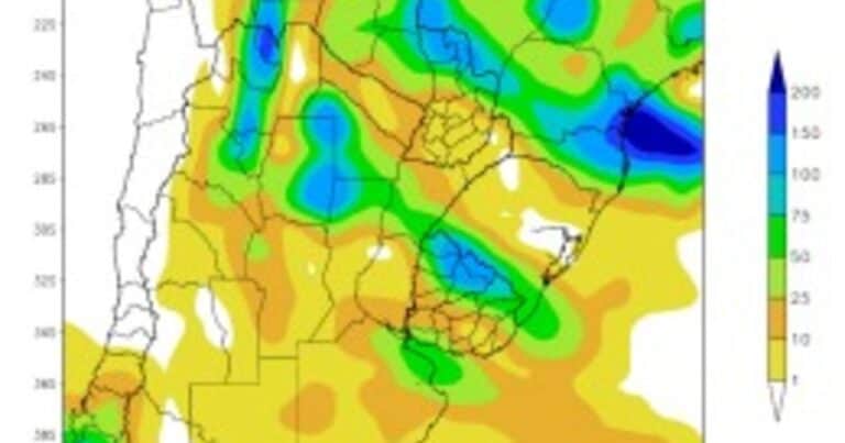 Clima: nuevas lluvias podrían acumular unos 100 milímetros en zonas puntuales de la región agrícola