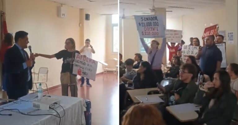 Militantes de izquierda interrumpieron una clase con legisladores libertarios en la Facultad de Sociales de la UBA