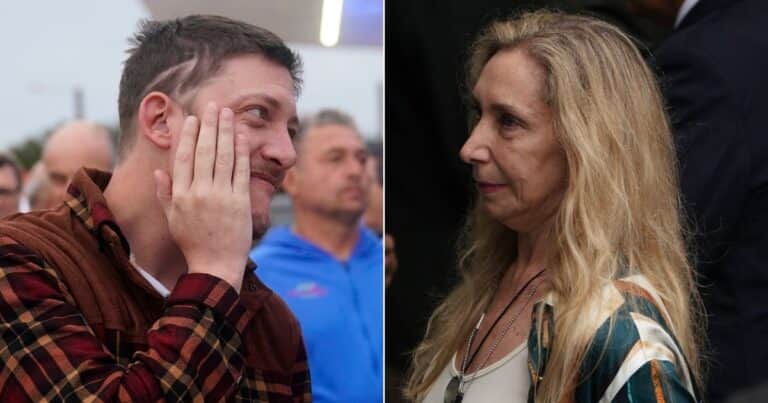Javier contiene a Santiago y Karina sostiene a Manuel