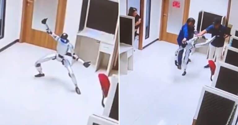 Filmaron a un robot humanoide que se rebeló y atacó con golpes de kung fu a unos oficinistas