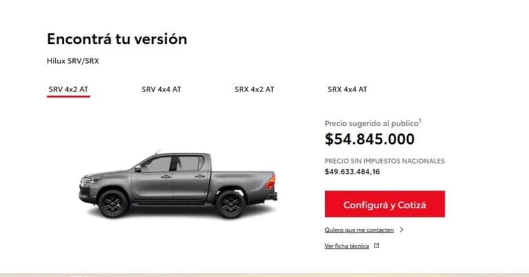 Toyota comenzó a publicar sus precios con el detalle de lo que el cliente paga de impuestos nacionales