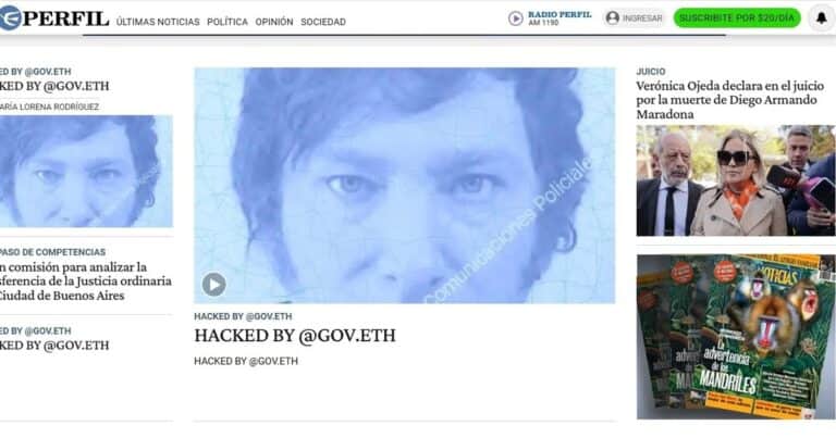 Hackearon la web del diario Perfil: publicaron la foto del DNI de Javier Milei y mensajes antisemitas