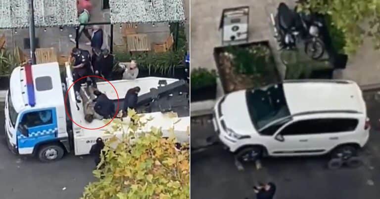 Una mujer se resistió a que le lleven su auto en infracción y se atrincheró arriba de la grúa municipal: «¡Socorro, ayuda!»