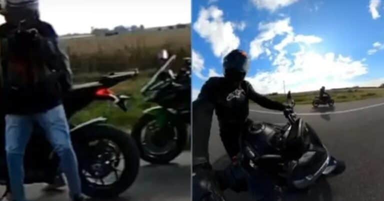 Motochorros en una Ducati de alta gama atacaron a culatazos a un grupo amigos para robarles las motos: el video de la persecución