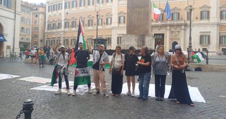 Una protesta pro Palestina a metros del cónclave que mantendrá Milei con Meloni en Roma