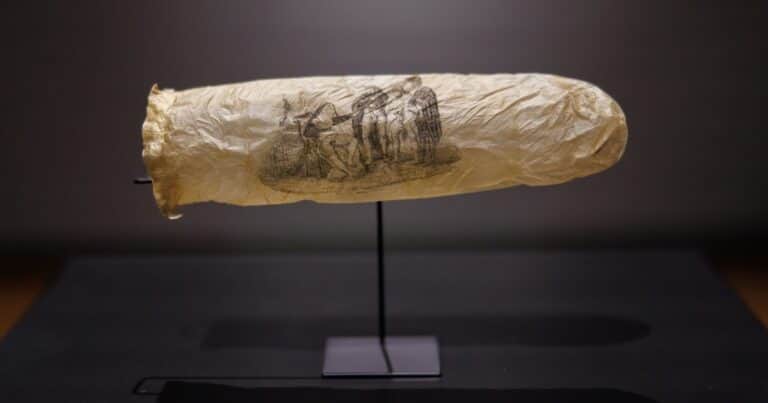 Sexo y arte: exhiben un preservativo de 1830 con dibujos eróticos de monjas y curas