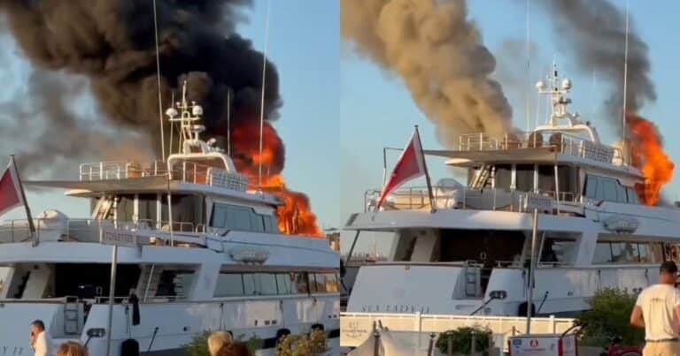 Un yate de lujo se incendió en la ribera francesa: las impactantes imágenes de las llamas