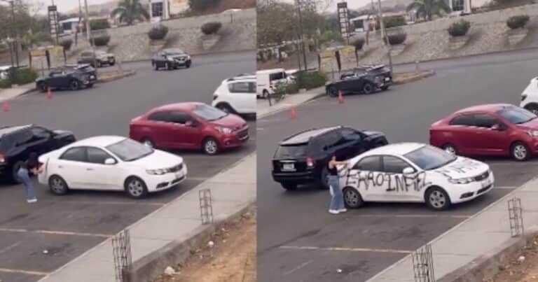 Una mujer engañada se tomó revancha y le pintó el auto a su novio infiel