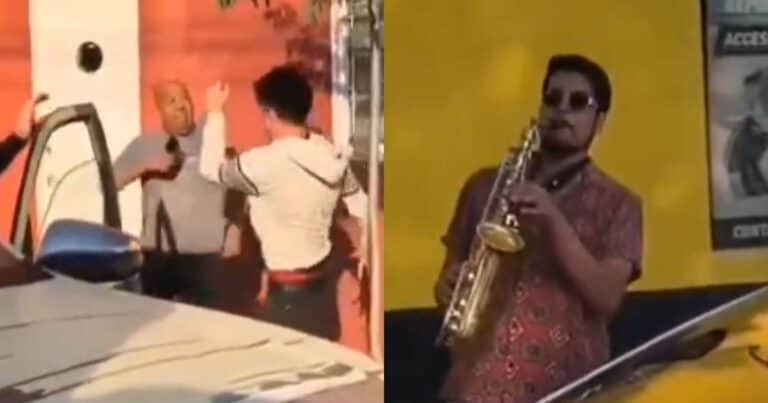 Escena surrealista: un artista callejero musicalizó una pelea entre conductores con el tema de «Misión: Imposible»