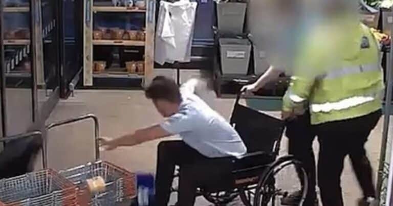 Simuló no poder caminar, se movía en silla de ruedas y lo descubrieron robando cervezas: el video