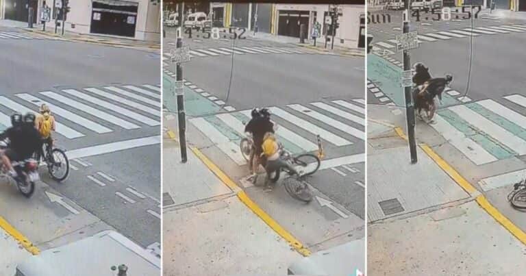 Video: una turista rusa se defendió de un robo en Palermo y retuvo a un motochorro hasta que llegó la Policía