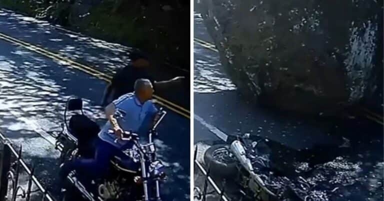 Impactante video: una roca gigante «a lo Indiana Jones» sorprende a un hombre y casi causa una tragedia