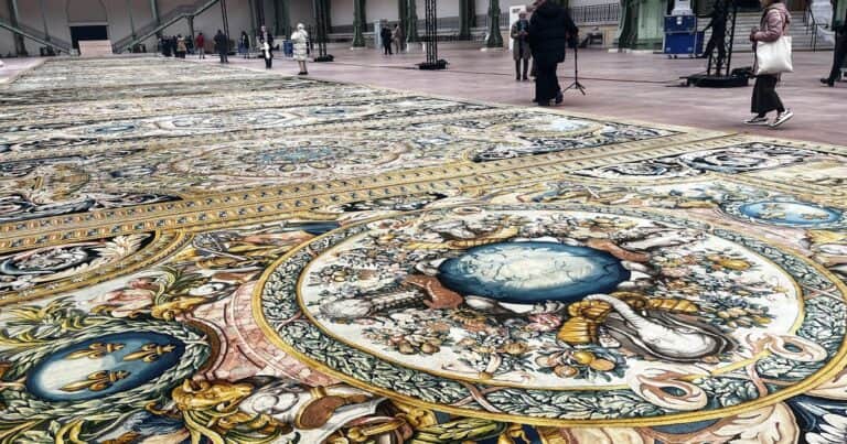 Por primera vez en la historia muestran 41 alfombras del Rey Sol que nunca fueron pisadas
