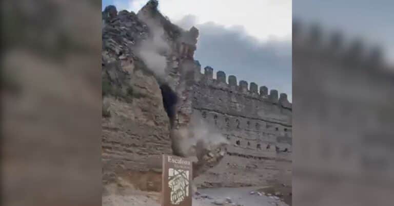 El video del derrumbe de una torre de un castillo en Toledo: «Parte de la historia de nuestro pueblo ha desaparecido»