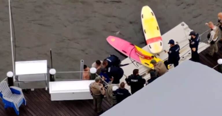 Lo arrestaron, huyó y saltó al río para escapar nadando: el video de la insólita persecución acuática