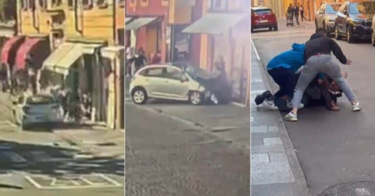 Los videos del atropello masivo en Módena, del auto a toda velocidad hasta el violento intento de huida del conductor