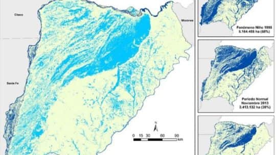 Monitoreo satelital en Corrientes: la superficie de agua se recuperó en junio, pero sigue por debajo del promedio normal