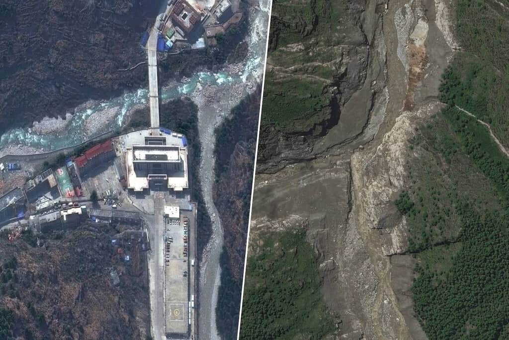 Así borró un glaciar en solo 7 minutos la frontera entre Nepal y China: el antes y el después, visto por satélite