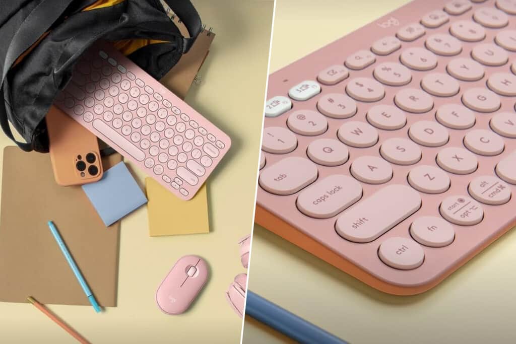 Ni blanco ni negro: este teclado Logitech en tono pastel es ideal para darle un lavado de cara a tu setup