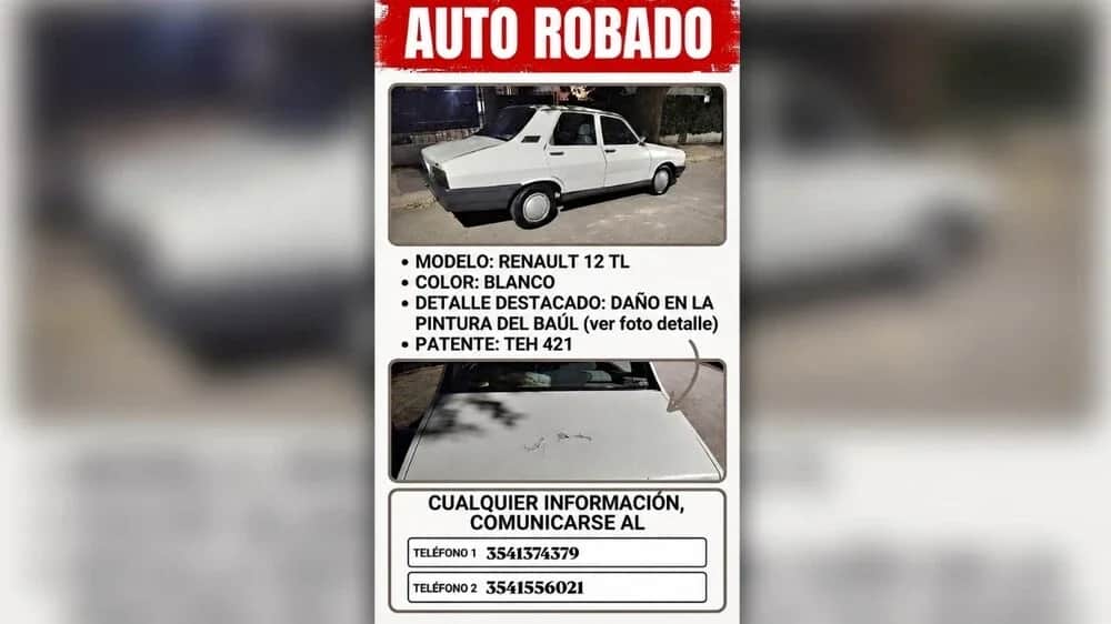 Robaron un Renault 12 en pleno centro de Villa Carlos Paz y piden ayuda para encontrarlo
