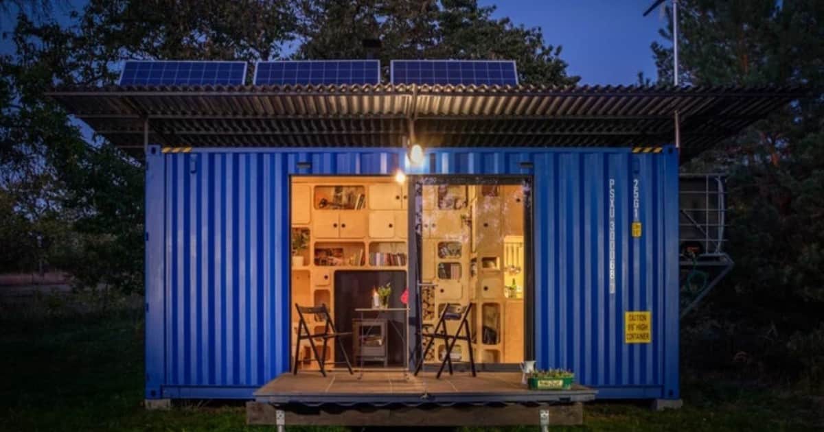 La casa que se construye con un contenedor reciclado y tiene agua y luz gratis
