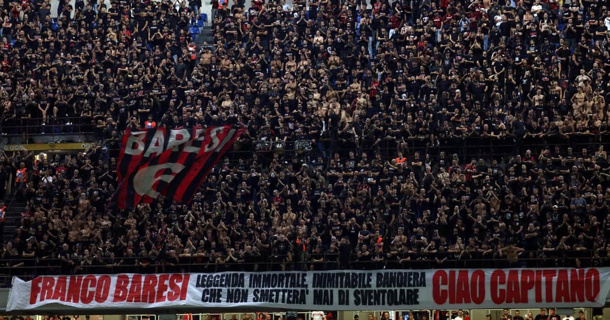 Cómo fue el emotivo homenaje a Franco Baresi en el Giuseppe Meazza antes del partido del Milan: "Adiós capitán"