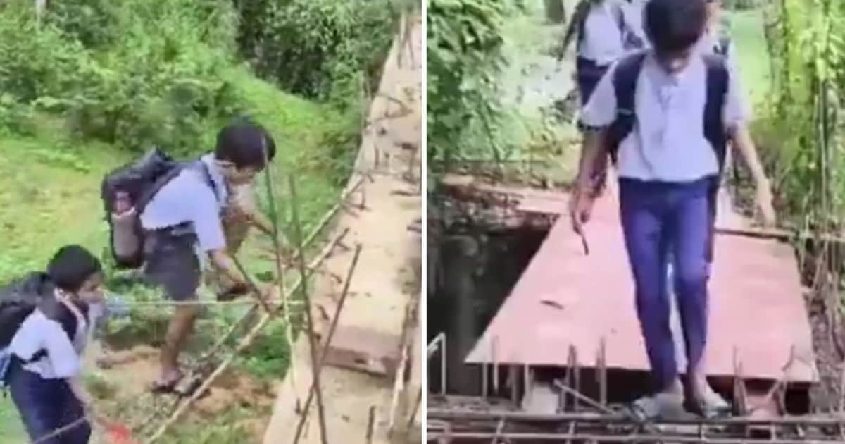 El peligroso camino que recorren a diario un grupo de niños para llegar a la escuela