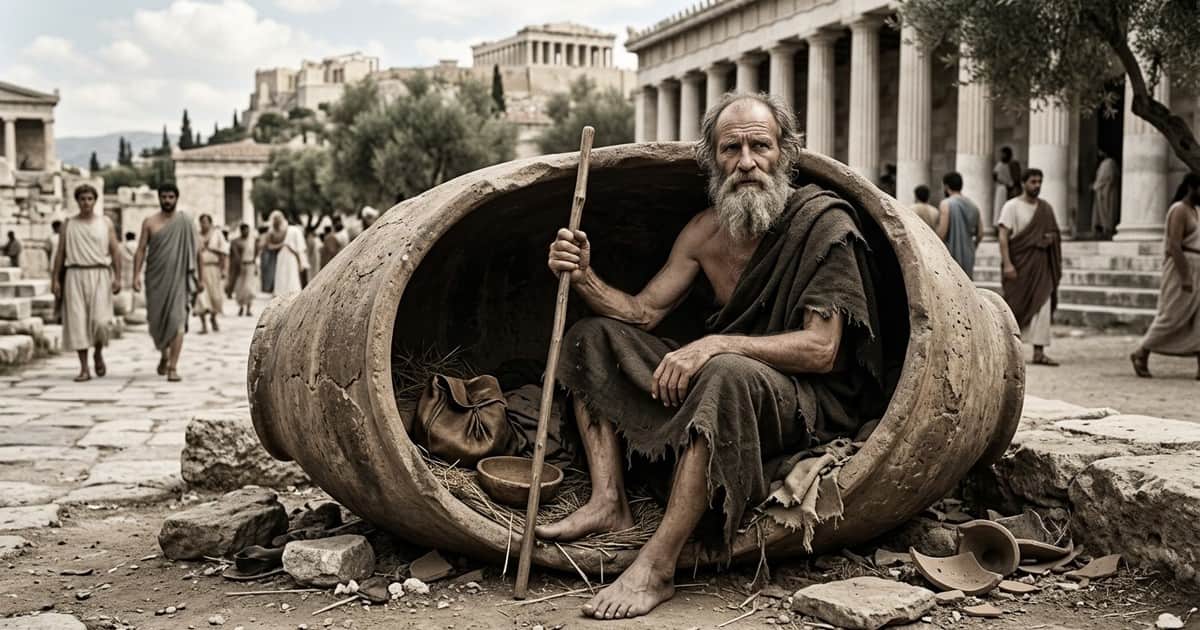 Diógenes de Sinope, el filósofo griego que advirtió sobre el capitalismo tecnológico: “El dinero es la ruina de la humanidad, una telaraña que atrapa a los débiles y deja escapar a los fuertes”