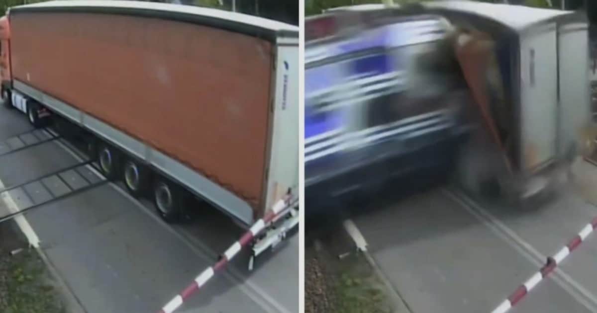 Filmaron el instante en que un tren de alta velocidad arrolló a un camión de carga